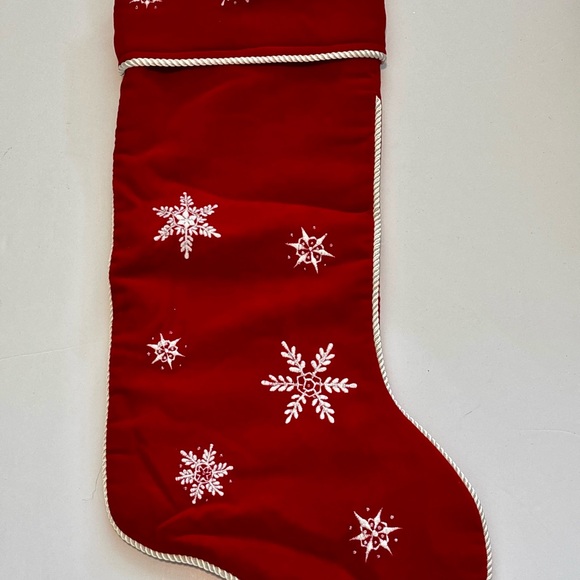 Red Holiday Stocking with Snowflake Design - Picture 1 of 5